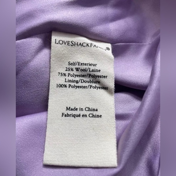 LoveShackFancy Dumont Jacket S Lavender Check Tweed Faux Fur Collar Coat $695 - Picture 5 of 10